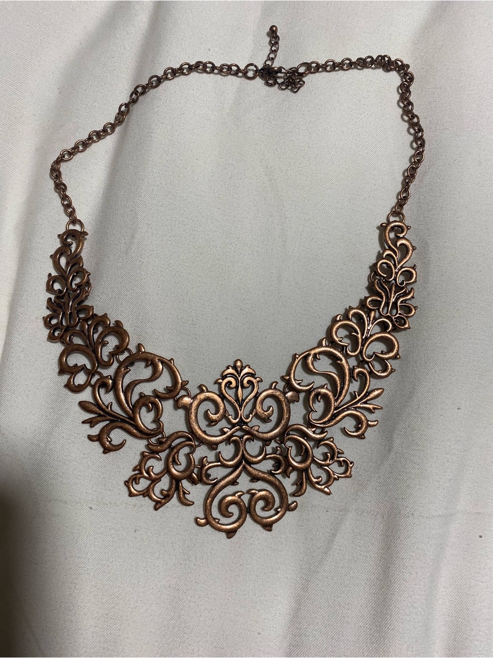 Ornate Filigree Statement Necklace in Copper Tone